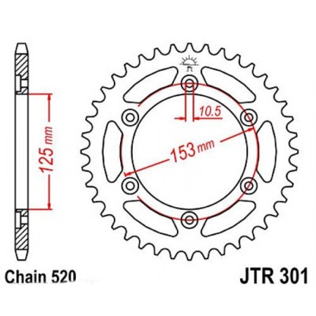 The rear star, driven JTR301 steel, chain 520, 48 teeth