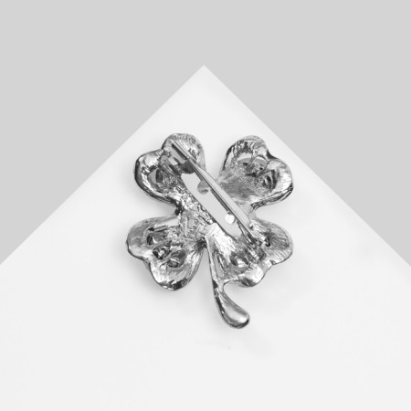 Brooch "Clover" multi-layer, white-green color in silver-1