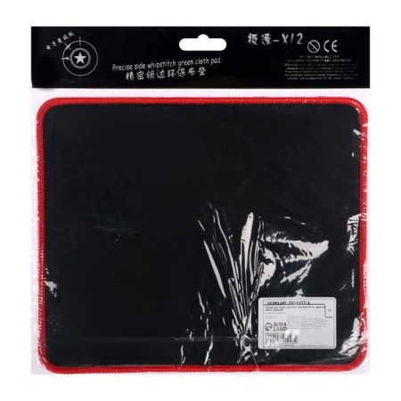 Mouse mat, gaming, 25x21x0.15 cm, overlock, black and red-3