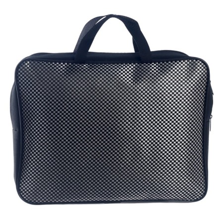 Folder with A4 handles, 360 x 270 x 80 mm, textile, handle "black checkers" 3sh48 9582