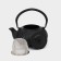 Cast iron kettle, 600 ml, with sieve, enameled coating inside, black color