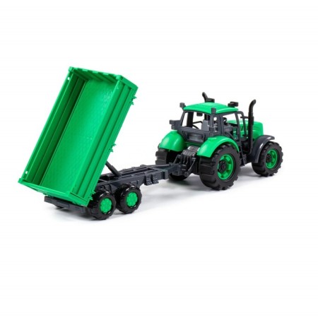 Tractor "Progress" with an on -board trailer, inertial, green color-4