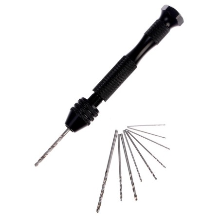 Manual drill "Mini" for thin work, mini drill set 10 pcs., Size 1 pc. - from 0.8 to 3 mm-1
