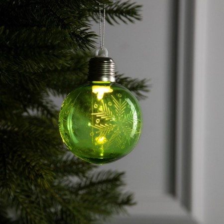 Fir -tree ball "Snowflake", batteries, 1 LED, glow warm white