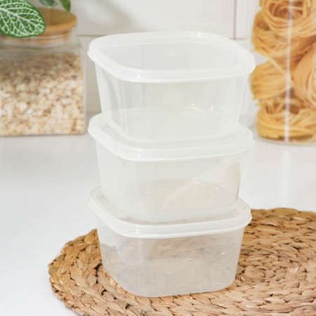 A set of food shares, 3 pcs, 700 ml, square, transparent-4