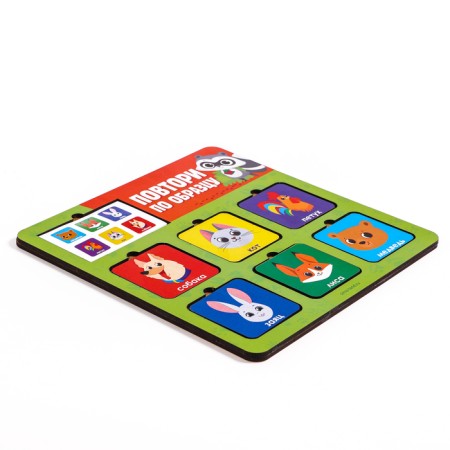The puzzle is wooden. Repeat on the model "cute beasts", developing games for children-2