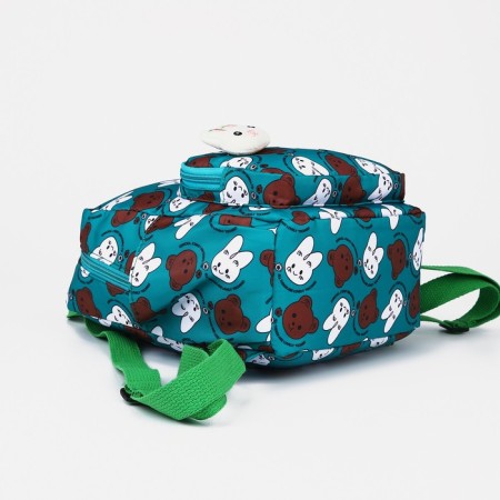 Baby backpack on lightning, 3 outer pockets, green color-6
