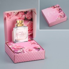 Gift folding box, packaging, “with love”, 16.5 x 16.5 x 5 cm
