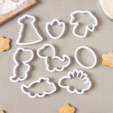 A set of forms for cutting the cookies of the Dinosaurs, 8 pcs, the color of the white