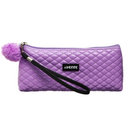 Penal is soft, 1 compartment, 80 x 210 x 35 mm, voluminous, Devente, Classic, fantle leather, with a pen, lilac-1