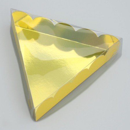 Cookie box, confectionery packaging with PVC lid, yellow, 18 x 3 cm-1