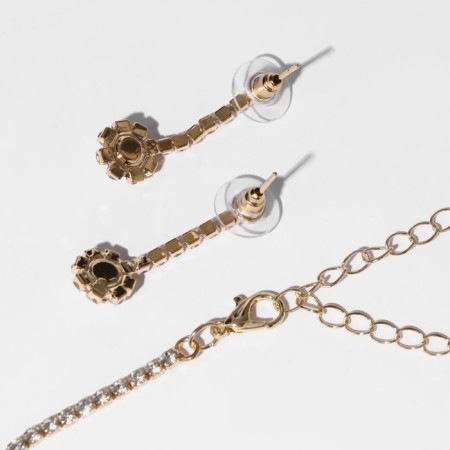 Set 2 objects: earrings, necklace "elite" waterfall, white color in gold, 30 cm-1