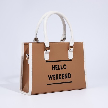 Bag Women's Tout with zipper, brown color-2
