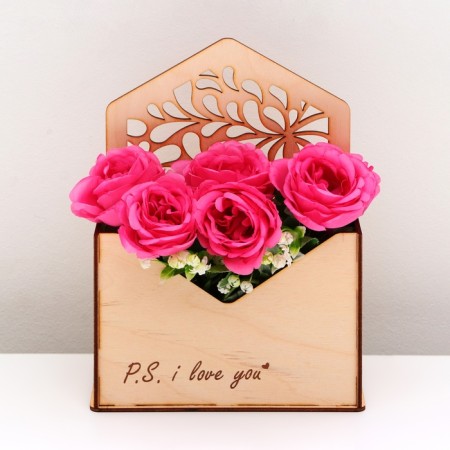 Wooden Kashpo "I Love You" 18 x 24 x 7 cm-1