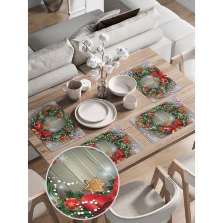A set of napkins for setting the New Year's Bells table, rectangular, rounded edges, size 30x46 cm, 4 pcs-1