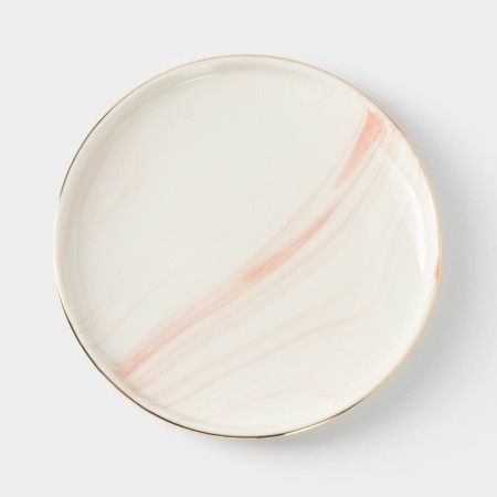 Ceramic pies "Marble", D = 15 cm, pink color
