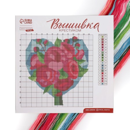 The cross -stitch “Bouquet from the heart”, a set for creativity, a set for creativity, 25 x 25 cm-2