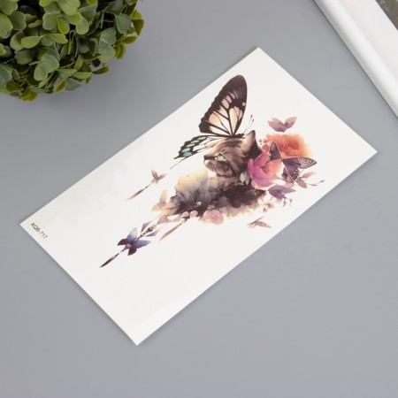 Tattoo on the body color "Cat in watercolor colors" 11.4x21 cm-1