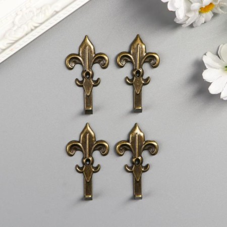 Metal hook "Heraldic lily" bronze 4.6x2.5x1 cm-2