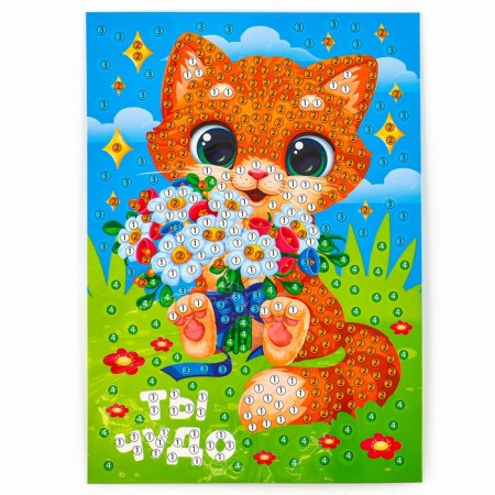 Diamond mosaic for children with partial filling on the postcard "You are a miracle"-4