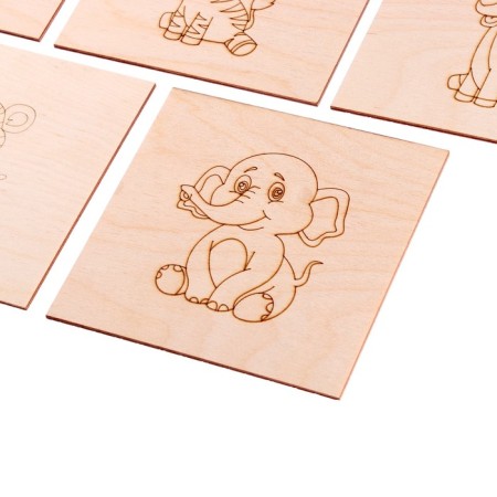Set of 5 boards for burning with a pattern "animals", 15 × 15 cm-2