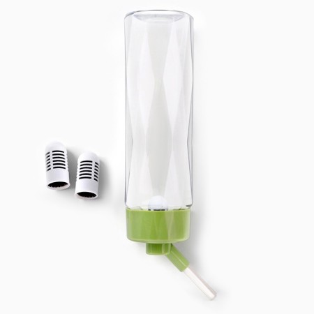 Drill for animals, 750 ml, fastening-spring, and two interchangeable filters, green