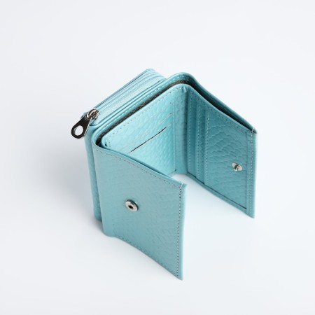 Women's wallet on the button, blue color-3