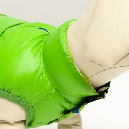 Dog jacket two -sided with print, size 8 (ds 20 cm, og 30, ok 22 cm), green-4
