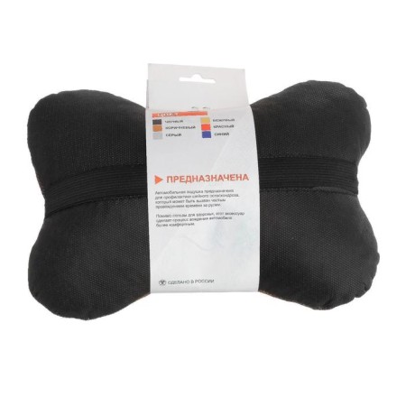 Car bone pillow, on the headrest, flax, brown, 16x24 cm-5