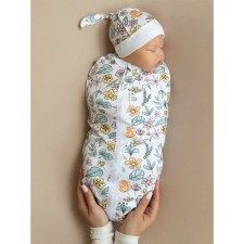 Пелёнка-кокон на молнии с шапочкой Amarobaby Soft hugs «Цветы», рост 56-68 см