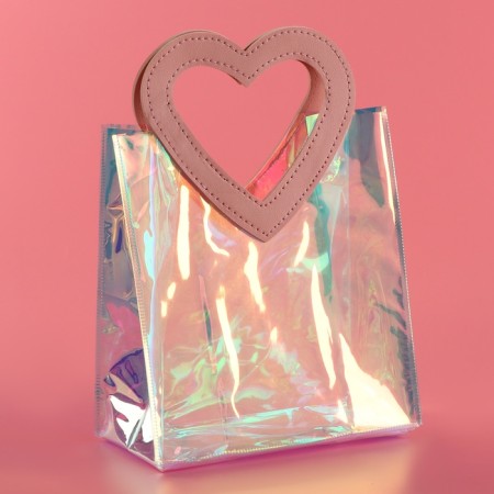 PVC gift package, pink, irrediscent, 20 x 18 x 10 cm-1