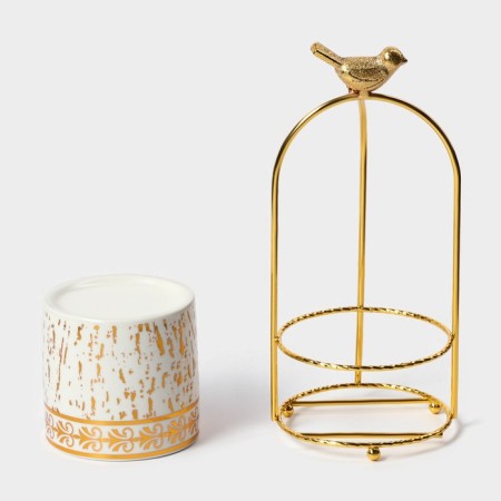 Ceramic candy "Gold. Bird ", 220 ml, 8 × 21 cm, white color-5