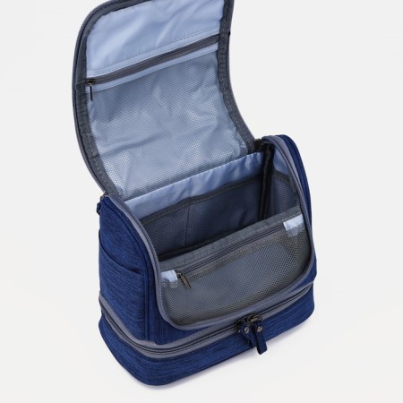 Cosmetic bag, 2 parts on zippers, blue color-2