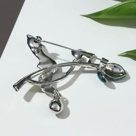 Brooch "Butterfly" in flowers, colored in silver-1