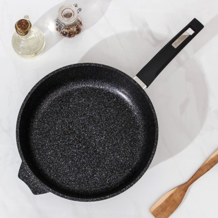 Frying pan “Granite Star”, D = 28 cm, plastic handle, anti -stick coating, black color-1