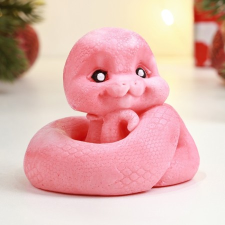 New Year. Symbol 2025. Figure soap "snake baby" gradient pink