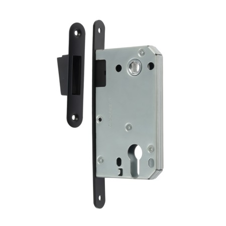The latch is mortise magnetic, under the Lockland ZLK6BL cylinder, black color is black-1
