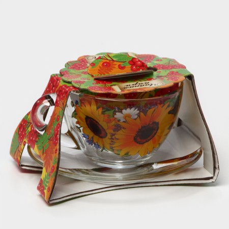 Tea couple "Sunflower", glass, cup+saucer, 200 ml, d = 92 mm-7