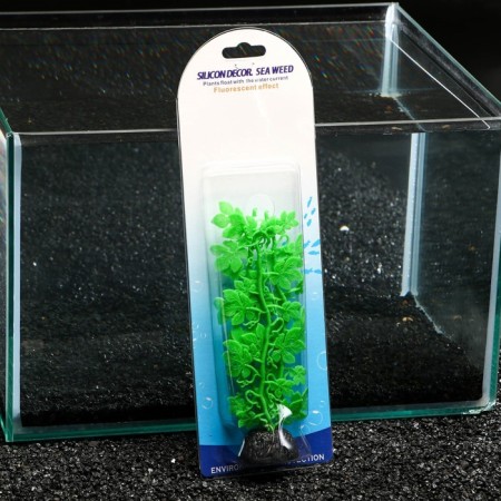Silicone aquarium plant, glowing in the dark, 6.5 x 18 cm, green-3