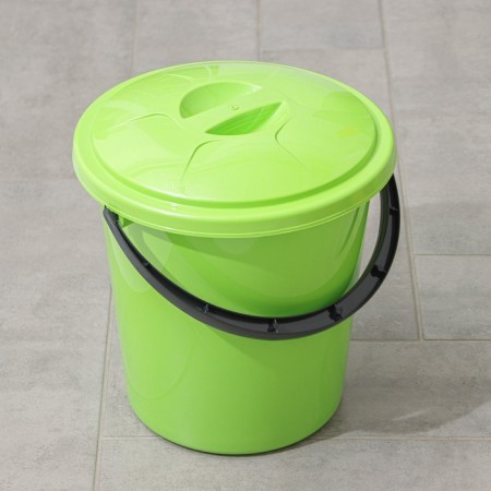 A bucket with a fixing lid and drain, 10 l, color mix-3