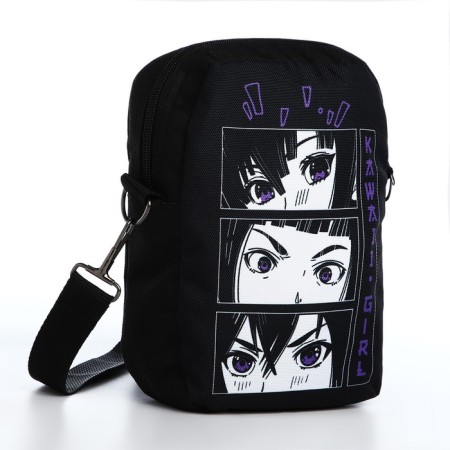 Youth bag with zipper, black color-1
