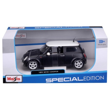 MASTO DIE-CAST Mini Cooper, opening doors, 1:24, black color with a white roof-12