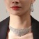 Set 2 objects: earrings, necklace "elegy" ladder, white color in silver, 40 cm