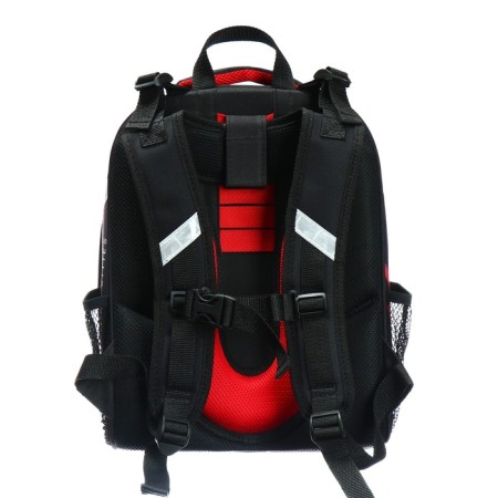 School backpack 38 x 30 x 16 cm, ergonomic back, Stavia "Super Car", black/red-4