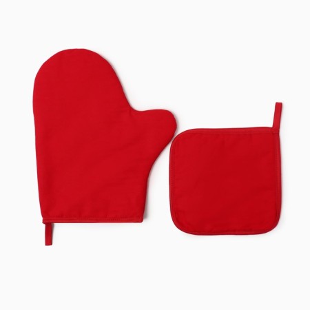 Set of kitchen. Ethel New Year Collection, col. Red, mittens-seging 18x29 cm, take 19x19 cm, 10-3