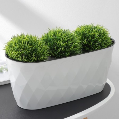 Kashpo for flowers with an insert Laurel, 5 l, 35.4 × 15.2 × 15 cm, white color