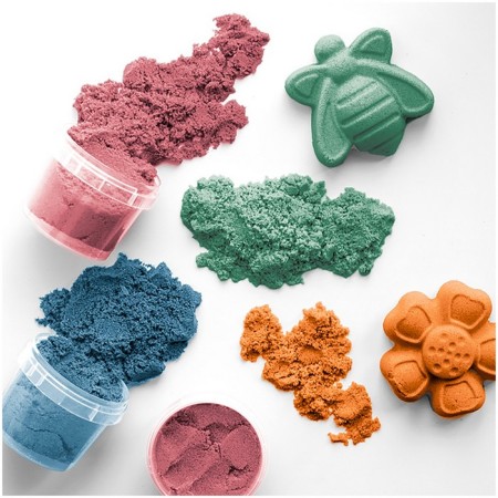 Sand for modeling "Raccoon Adventures", 4 colors, 560 g, mold-4