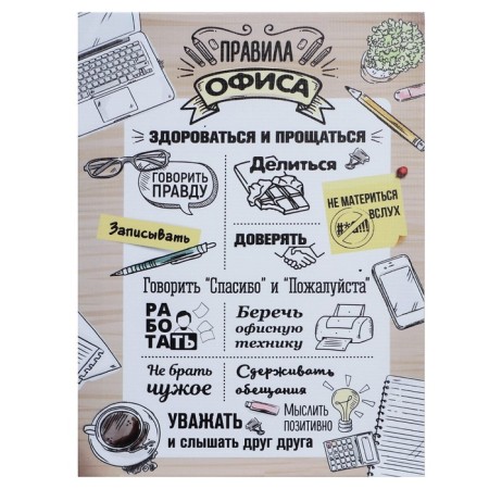 Picture on the canvas "Office Rules" 30*40 cm