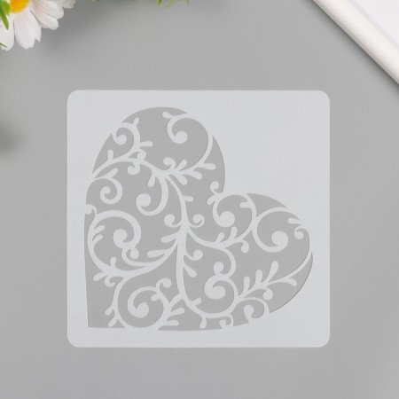 Stencil plastic "Heart with patterns" 15x15 cm-1