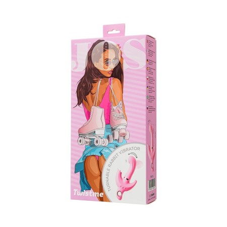 Turning vibrator with a clitoral stimulant Jos Twistme, 19.5 cm, silicone, pink color-12